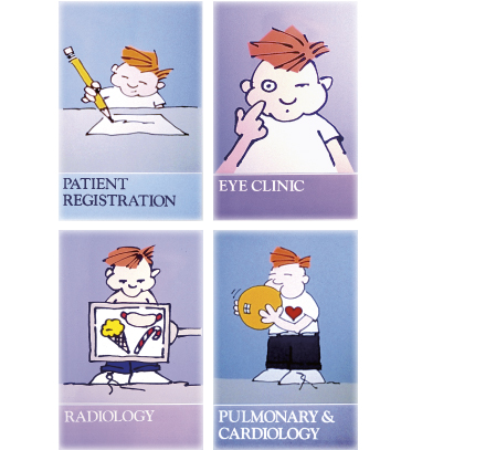 Cook-Fort Worth Children's Medical Center, Department Pictograms