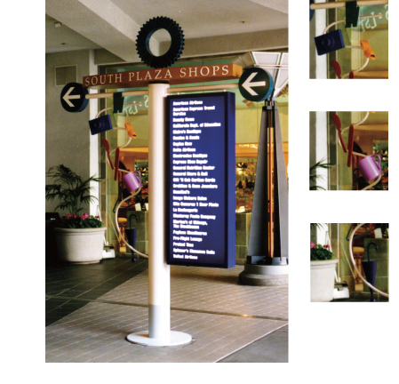 Downtown Plaza, illuminated directory with themed elements
